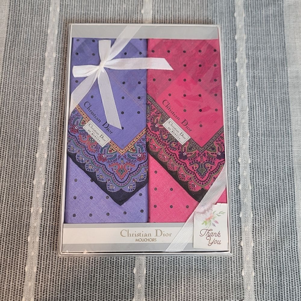 CHRISTIAN DIOR Vintage Handkerchief Set - Picture 1 of 8